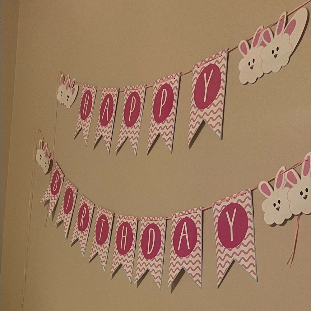 Pink Happy Birthday Banner